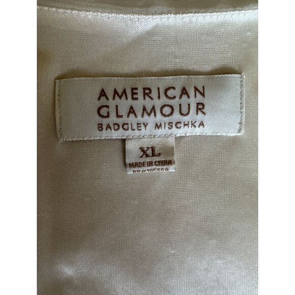 Badgley Miechka American Glamour Blouse Top Size XL Beaded Sequin Sheer Overlay - Picture 8 of 13